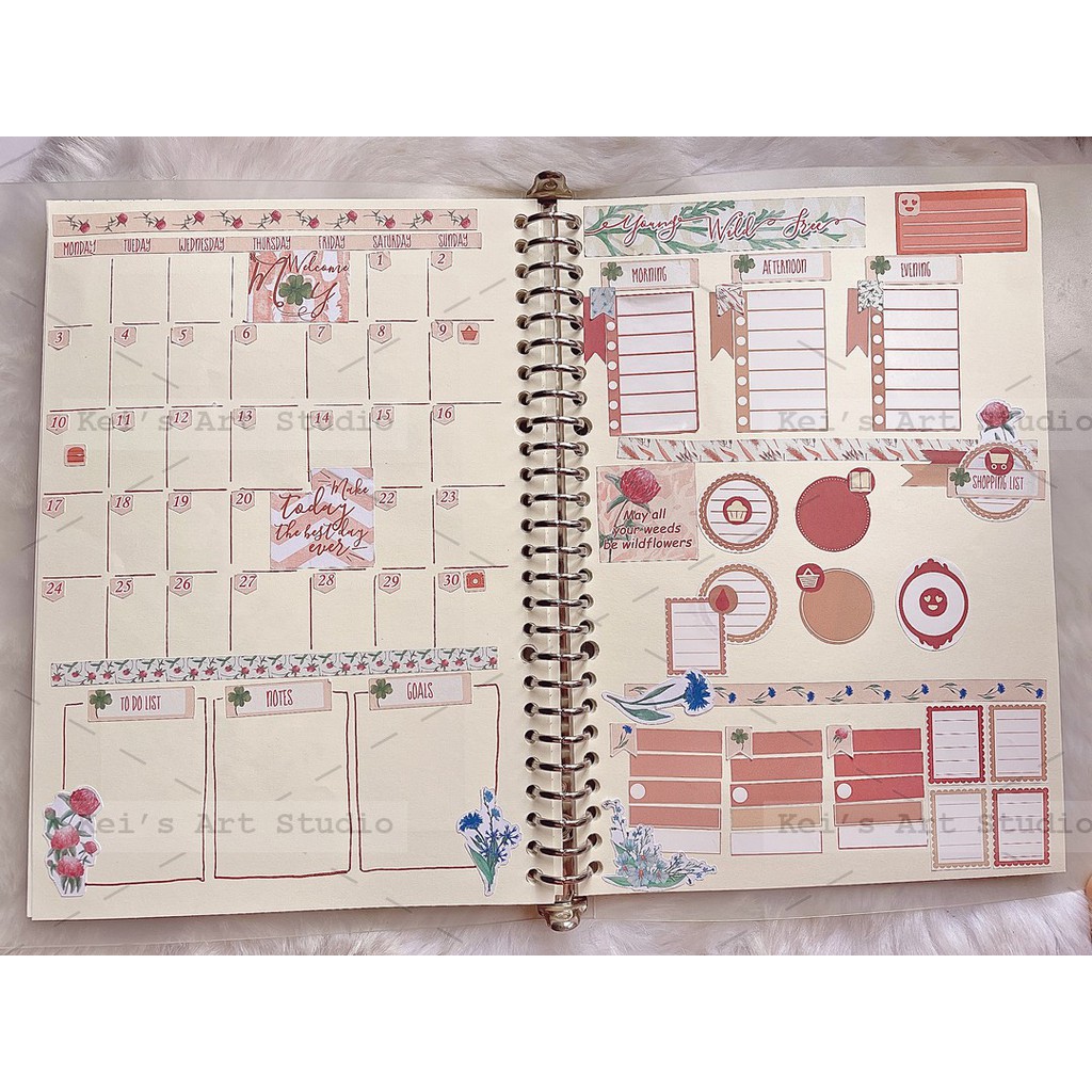 BST SET 3 TỜ STICKER NHÃN DÁN PLANNER, BULLET JOURNAL  12 tháng nhiều chủ đề độc đáo, cá tính, tiện lợi làm sổ nhật ký