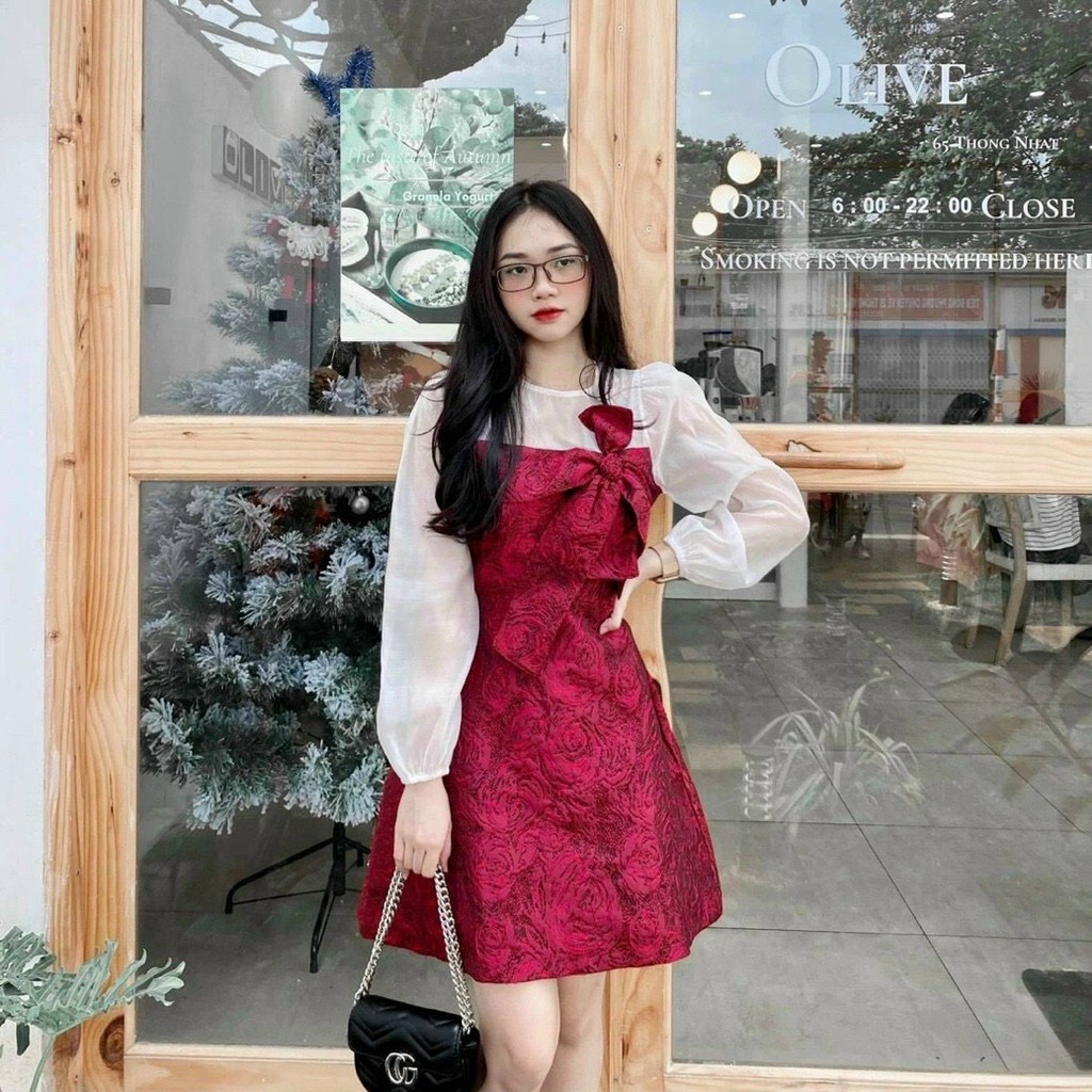 ĐẦM GẤM NƠ NGỰC PHỐI VOAN (KÈM VIDEO)