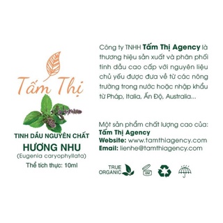 Tinh Dầu Hương Nhu Tấm Thị Tinh Dầu Thiên Nhiên Nguyên Chất 100% Lọ 10ml Tinh Dầu Hương Nhu Thơm Phòng Đuổi Muỗi