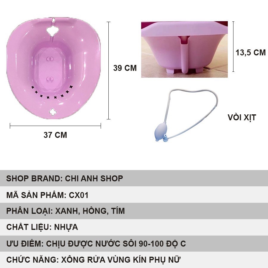 Chậu Xông Vùng Kín Sau Sinh Kèm Vòi Xịt Dùng Vệ Sinh - Chậu Xông Bim Bim