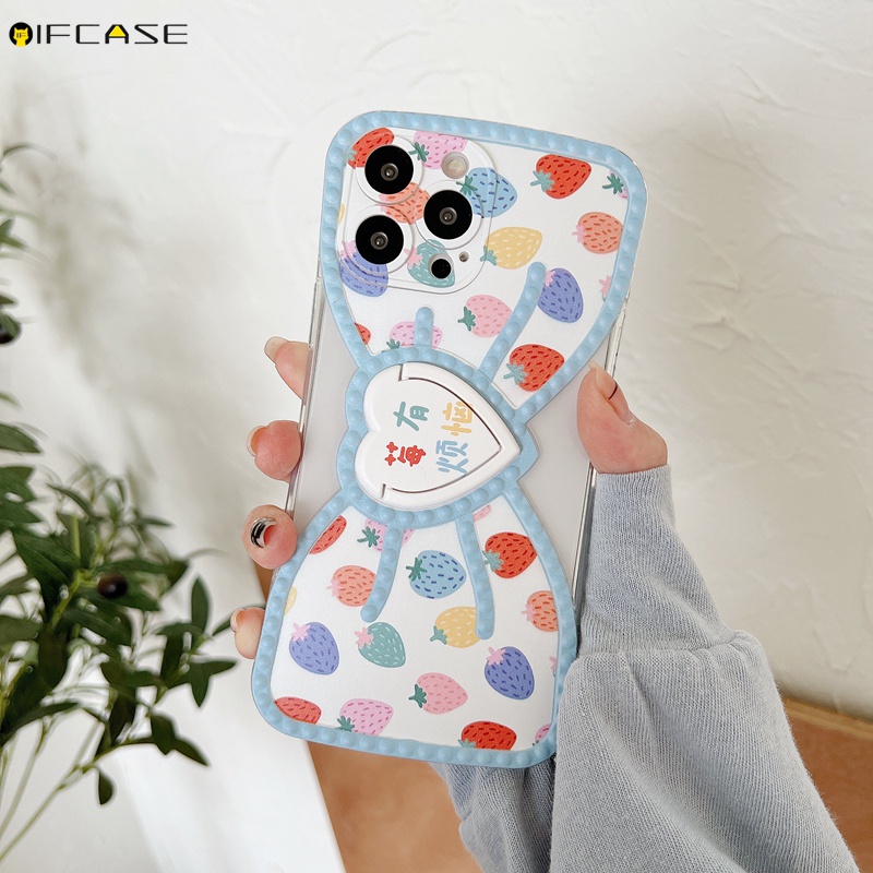 Ốp Điện Thoại Mềm Trong Suốt In Họa Tiết Trái Cây Có Giá Đỡ Cho iPhone 13 12 11 Pro Max XS Max XR X