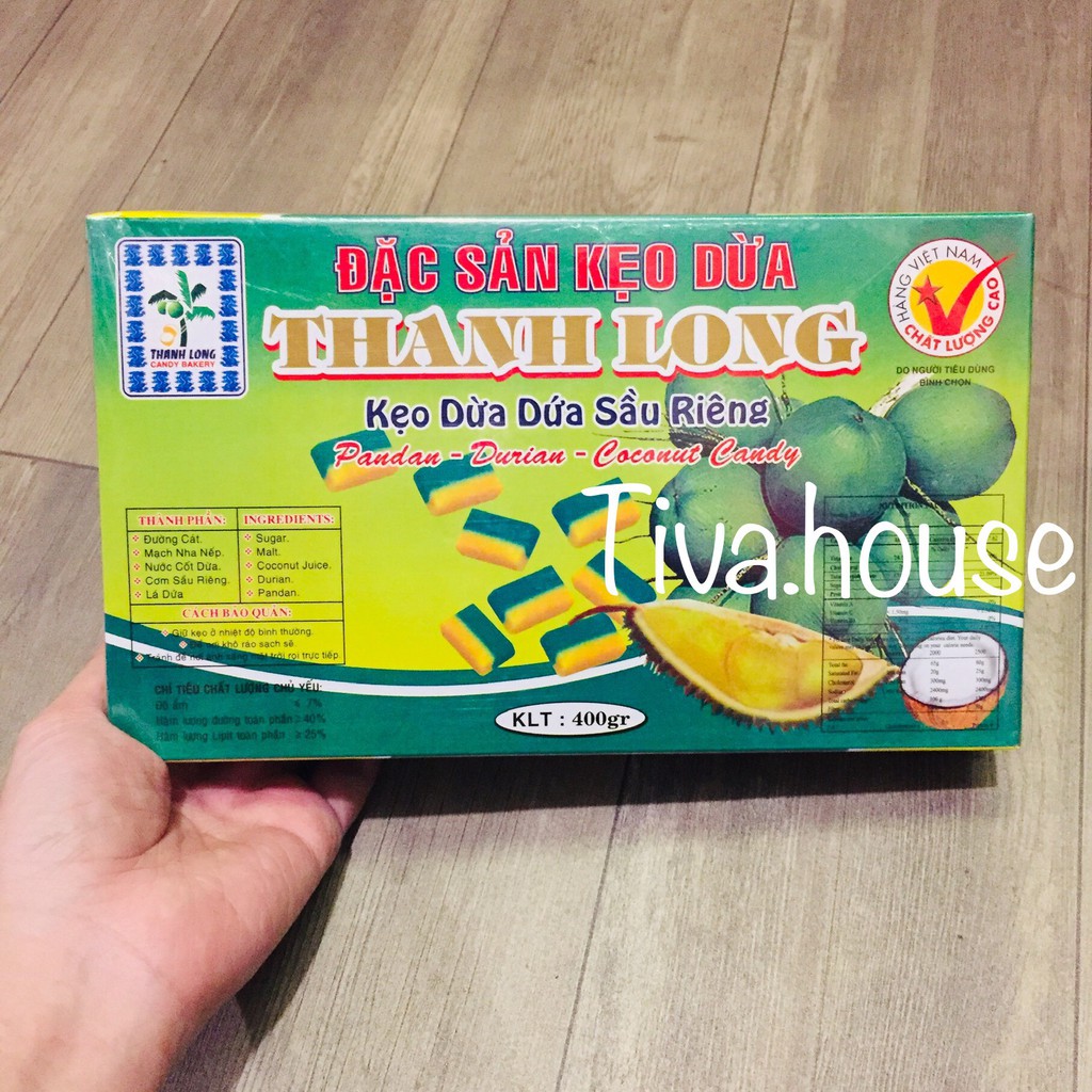 Kẹo dừa Thanh Long GIÁ SỈ 400g món ăn vặt đặc sản Bến Tre đủ loại sầu riêng đậu phộng lá dứa vị truyền thống
