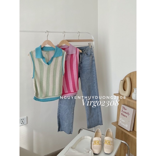 [NEW]ÁO LEN SÁT NÁCH CỔ BẺ KẺ SỌC HÀNG QUẢNG CHÂU 2308