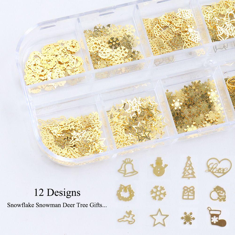 Hộp 600 Hạt Kim Sa Trang Trí Móng Tay Nghệ Thuật Charms|Hạt Kim Tuyến Lấp Lánh