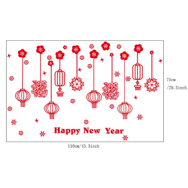 Decal trang trí Tết - Rèm dây lồng đèn sợi