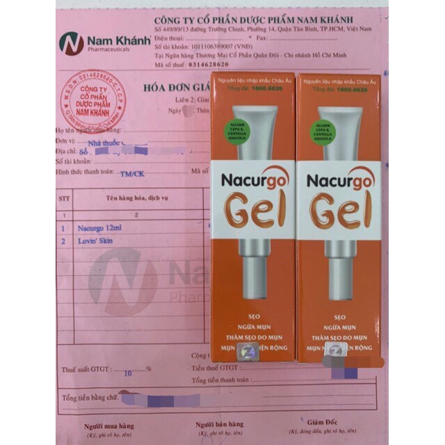 Nacurgo Gel - Cung cấp độ ẩm cho da, chống oxy hóa giúp dưỡng da, ngừa mụn