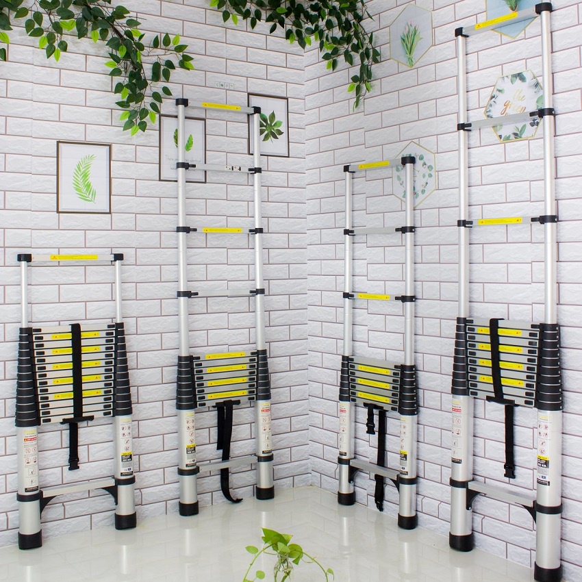 Thang nhôm rút Sumika SK510 - Màu đen 5.1m, rút gọn 0,96m, tải trọng 300kg-BH 24 Tháng - Luôn Có Phụ Kiện Thay Thế