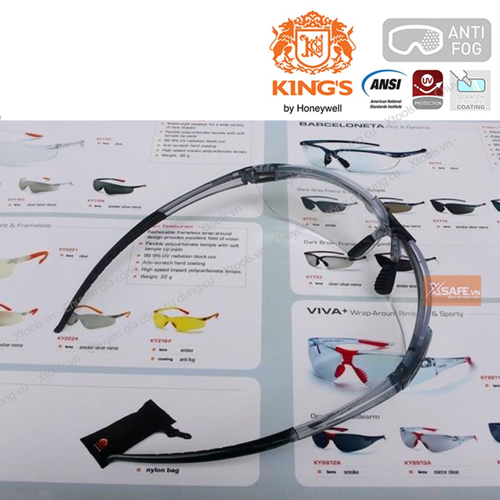 Kính bảo hộ Kings KY711 Kính chống bụi, chống đọng sương, chống tia UV, trầy xước, bảo vệ mắt khi đi xe máy, lao động