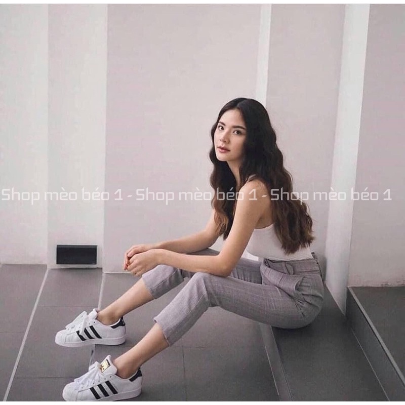 Giày thể thao das super star mũi sò kẻ sọc gáy đen fullbox