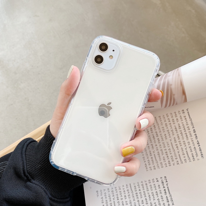 Ốp điện thoại cao su mềm trong suốt siêu mỏng màu sắc trơn màu phản quang dành choiPhone 11 Pro Max XS XR X 7 8