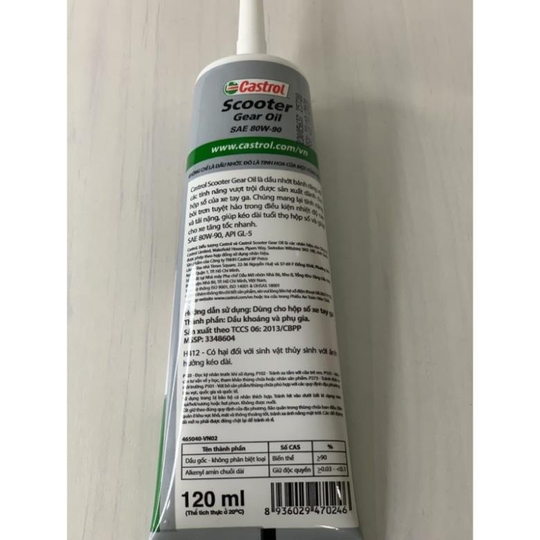 Nhớt Lap Xe TAY GA CASTROL Scooter Gear Oil, 80W90, GL-5, 120mL
