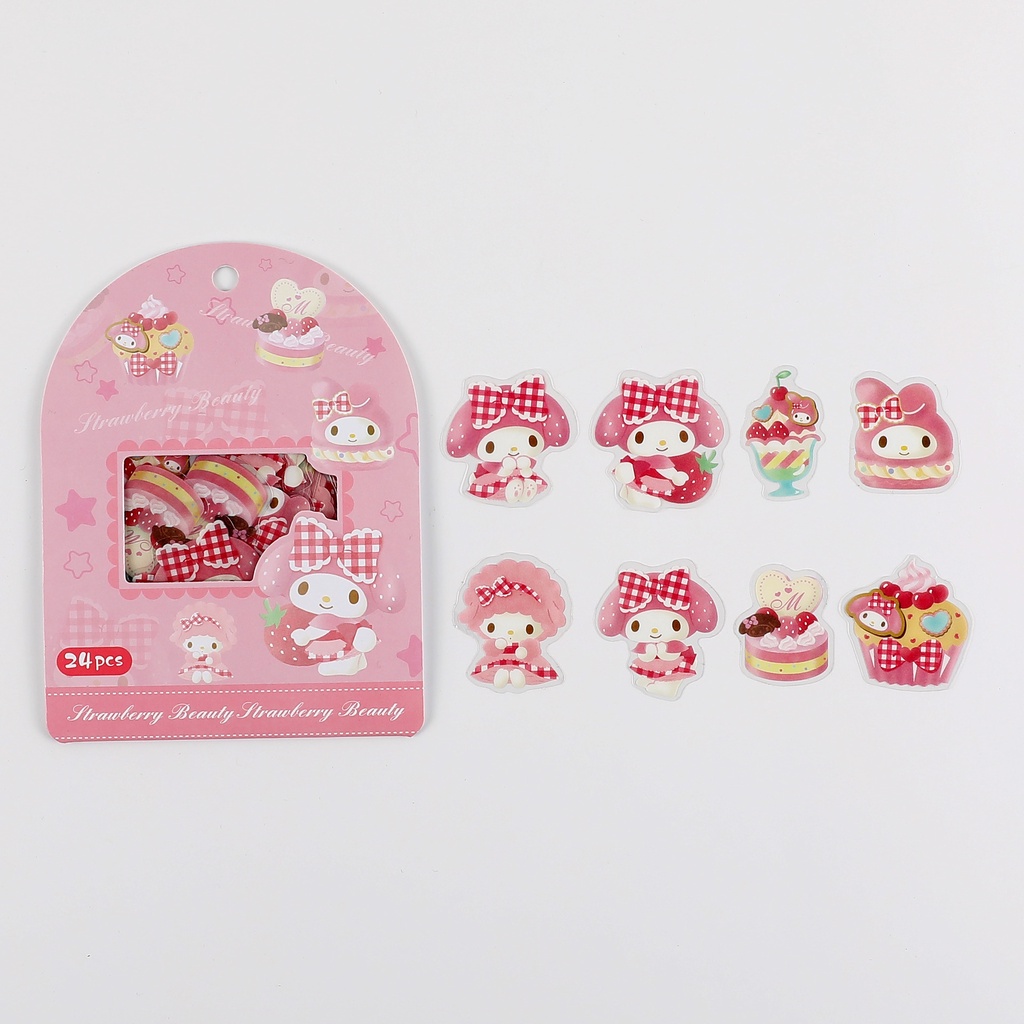 Gói 24 tem sticker Hàn Quốc dễ thương hoạt hình không thấm nước