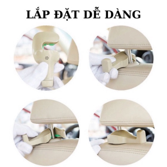 Bộ 2 Móc Treo Đồ Đa Năng Tiện Dụng Sau Lưng Ghế Xe Hơi Ô Tô, Chất Liệu Nhựa Cao Cấp dự bị