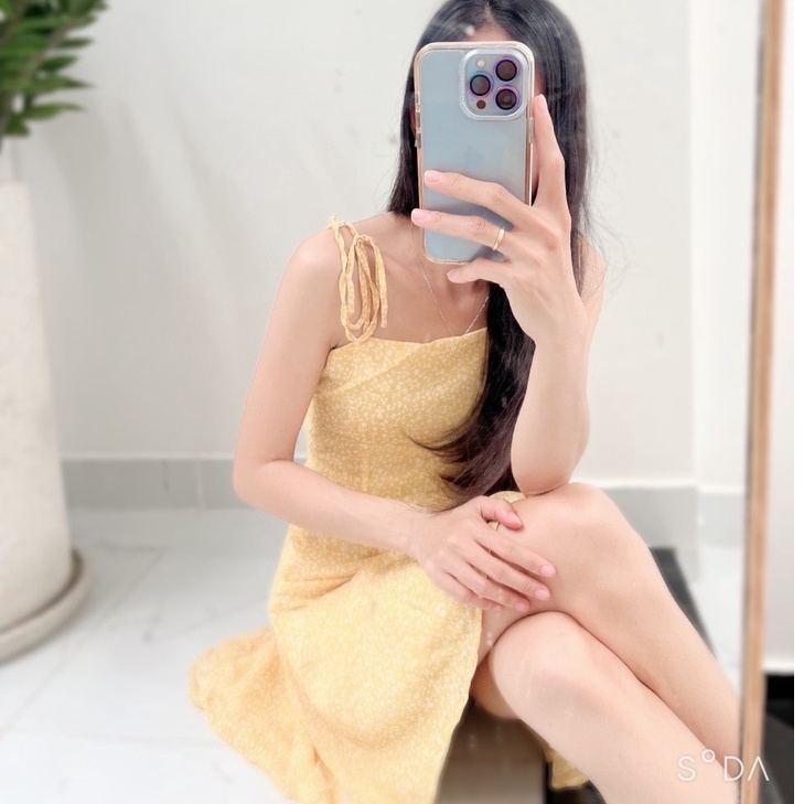 Đầm bi 2 dây cột nơ (Bi nhỏ y hình)