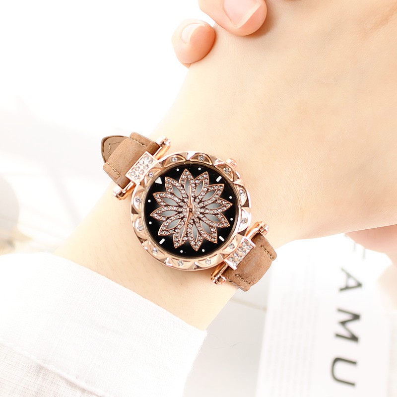 Đồng Hồ nữ Shshd Mặt kim sa lấp lánh thời trang dây da cao cấp | BigBuy360 - bigbuy360.vn