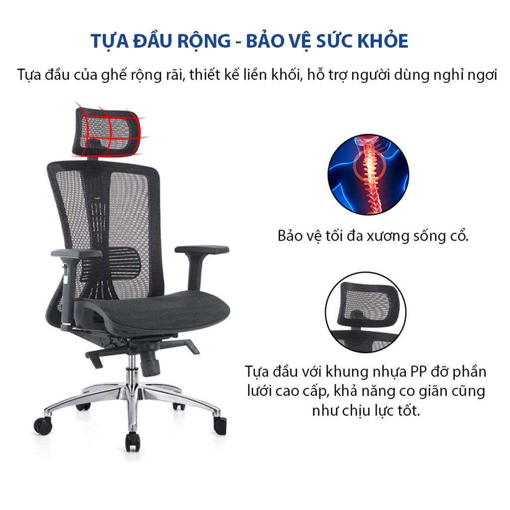 Ghế công thái học GOVI Ergonomic Plato PL06 Thiết kế bảo vệ sức khỏe