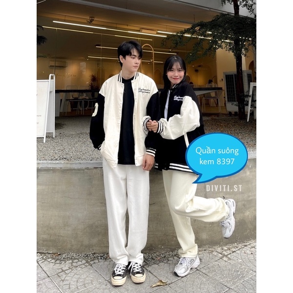 Quần jeans suông 8397 màu đen và kem