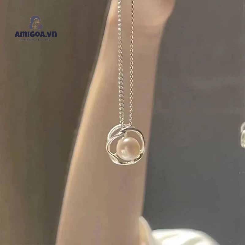 ✨✨Vòng cổ Mặt Hoa Hồng Đính Ngọc Trai Nhân Tạo Sang Trọng Dành Cho Nữ