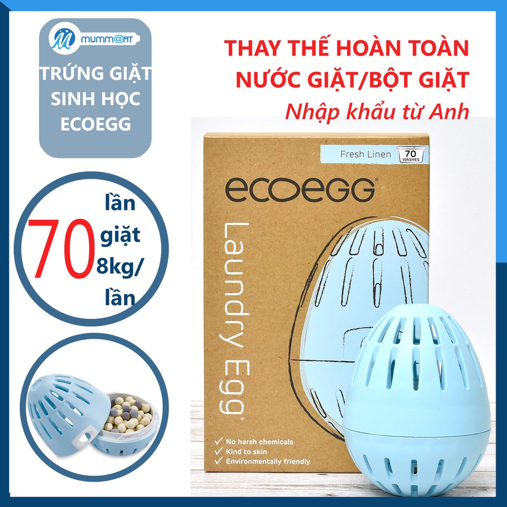 Trứng giặt sinh học Ecoegg không hóa chất thay thế nước giặt viên giặt quần áo nước xã vải an toàn mọi làn da