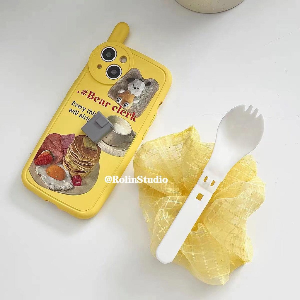 Ốp Điện Thoại In Hình Bánh Mì Sữa Có Giá Đỡ Cho iPhone13 12 11promax 7 / 8plus xs xr