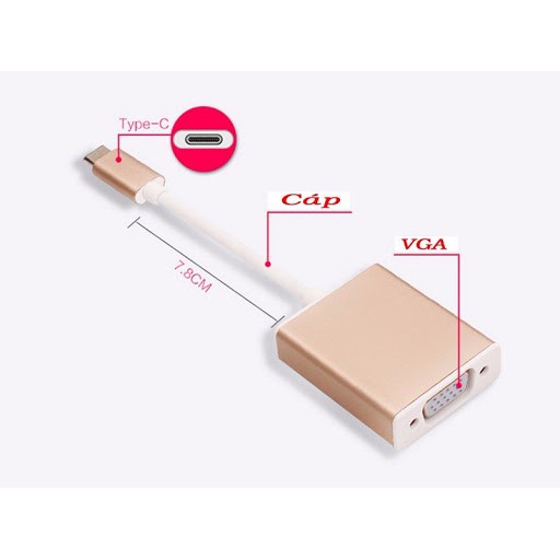 Cáp Chuyển Type-C ra Vga, Type-c To Vga- Full HD