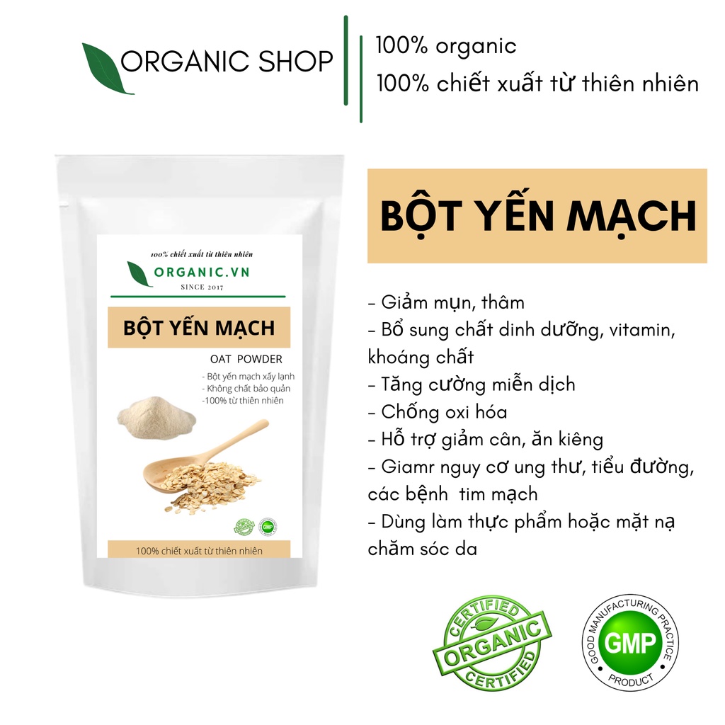BỘT YẾN MẠCH sấy lạnh nguyên chất ORGANIC SHOP - BỘT HỮU CƠ 100% ORGANIC