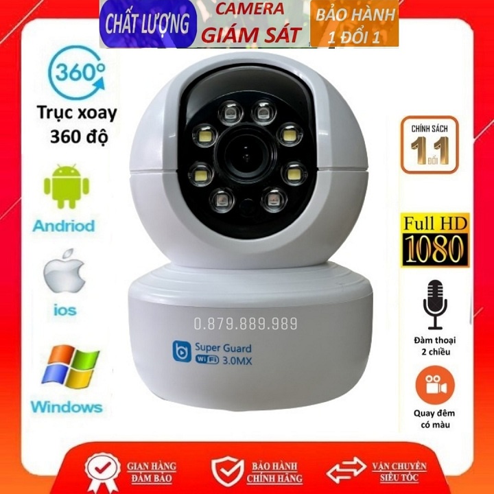 Camera wifi không dây thông minh Super Guard SP036 3.0Mpx siêu nét, đàm thoại 2 chiều, ban đêm có màu