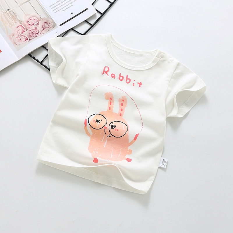 Áo Thun Cotton Tay Ngắn In Họa Tiết Hoạt Hình Dành Cho Bé Trai Gái