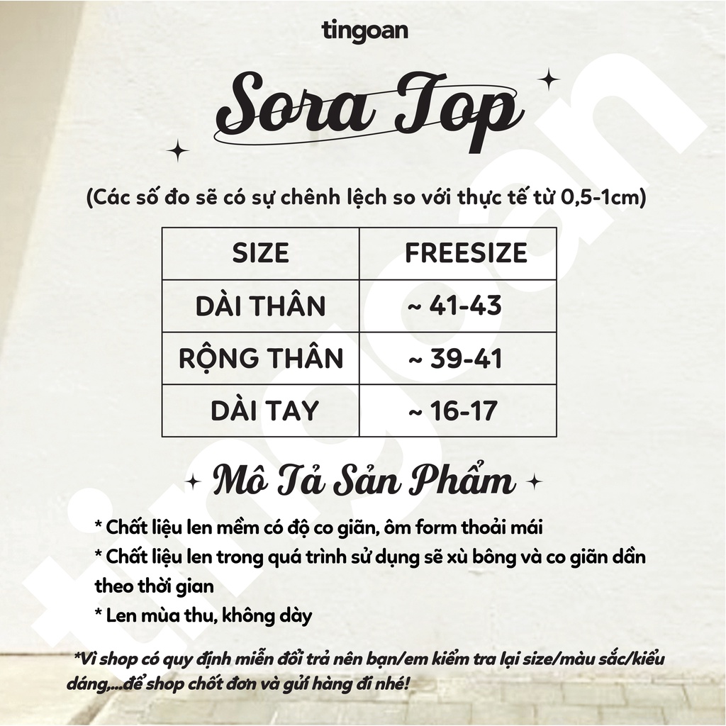 TINGOAN® - Áo set len xù mỏng ngắn tay dáng lửng tặng kèm quây 2 dây đen tingoan SORA TOP/BL