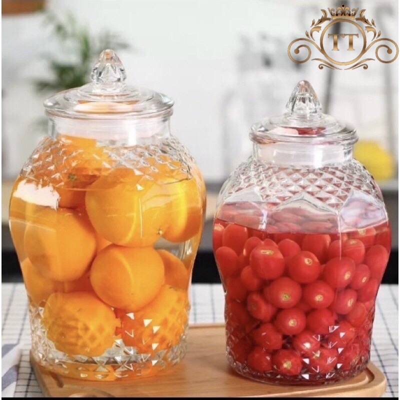 Bình ngâm rượu thủy tinh kim cương 15 lít ( CÓ VAN ) &amp; KHÔNG VAN