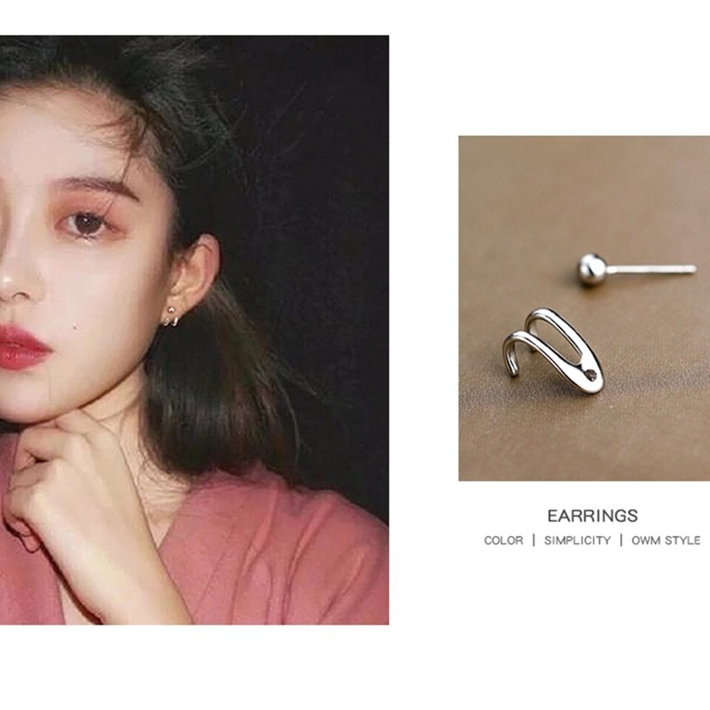 Hoa Tai Kim Loại Màu Bạc Thiết Kế Đơn Giản Cho Nữ