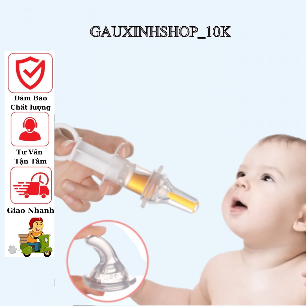Dụng cụ cho bé uống thuốc có đầu silicon an toàn chống sặc.