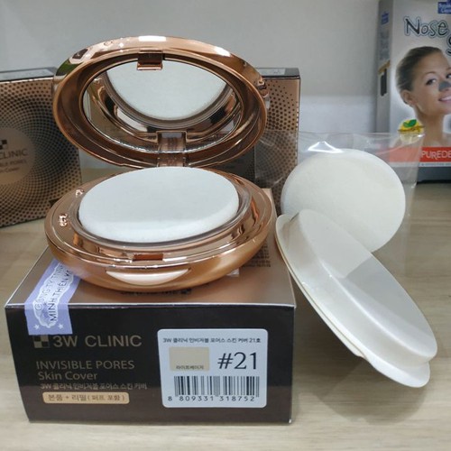 Phấn Tươi Trang Điểm Dưỡng Trắng 3W CLINIC Invisible Pores Skin Cover  12gr - 3W042