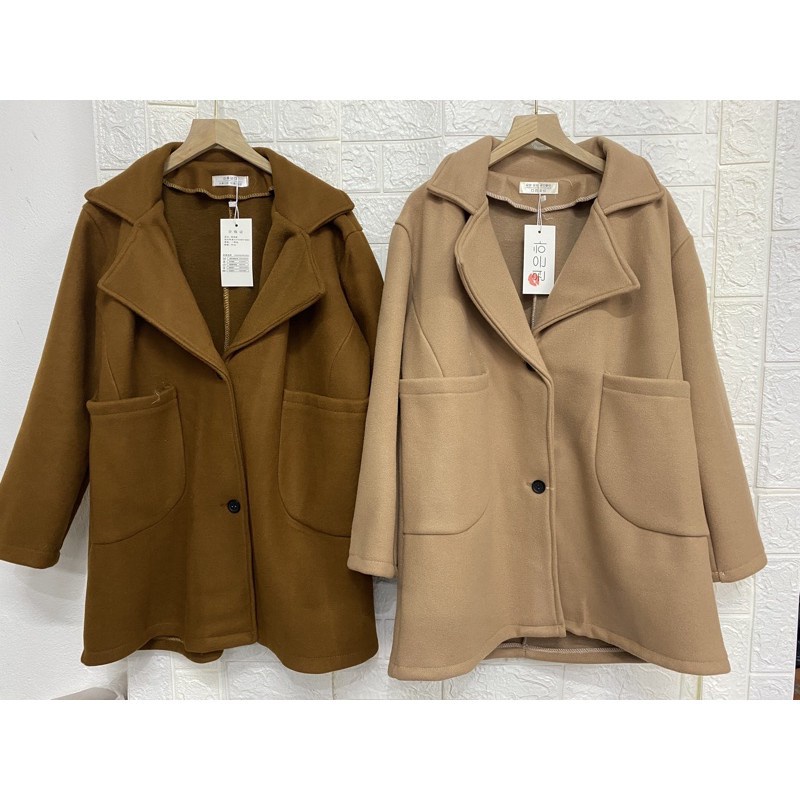 Áo khoác dạ cổ vét 2 túi ốp. | BigBuy360 - bigbuy360.vn