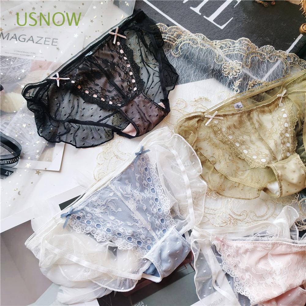 Quần Lót Ren Lưới Không Đường May Thắt Nơ Trong Suốt Nhiều Màu Thời Trang Quyến Rũ Cho Nữ