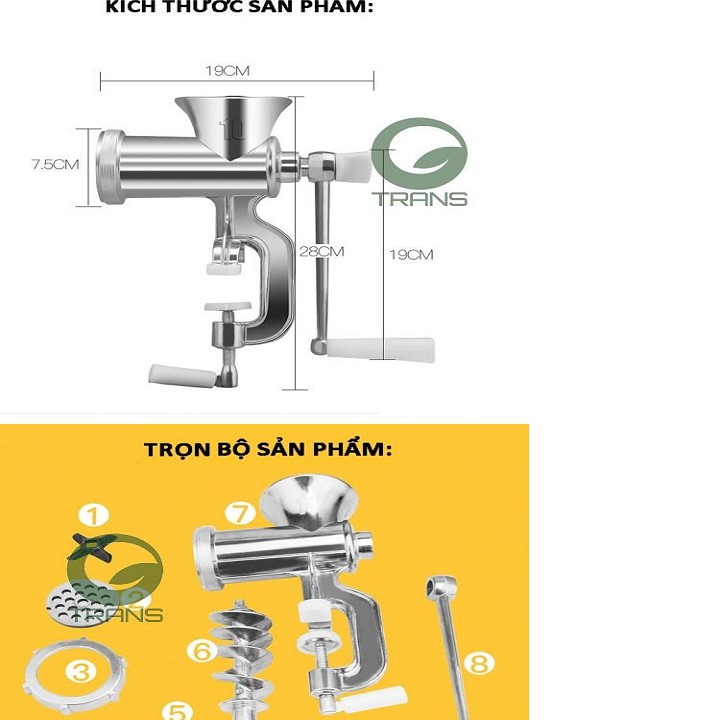 [ TRỢ GIÁ + FREESHIP] Máy Xay Thịt Tay Quay Bằng Nhôm Aluminium