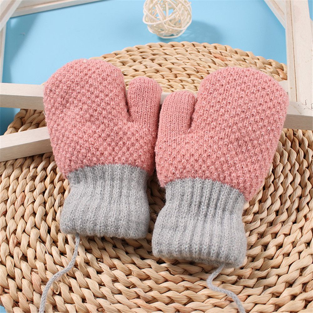 Găng tay giữ ấm mùa đông MIHAN1 dễ thương có dây đeo tay cho bé 2-6 tuổi