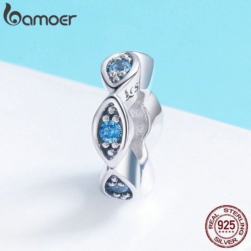Hạt phụ kiện Bamoer chất liệu bạc 925 đính đá lấp lánh dùng làm trang sức DIY