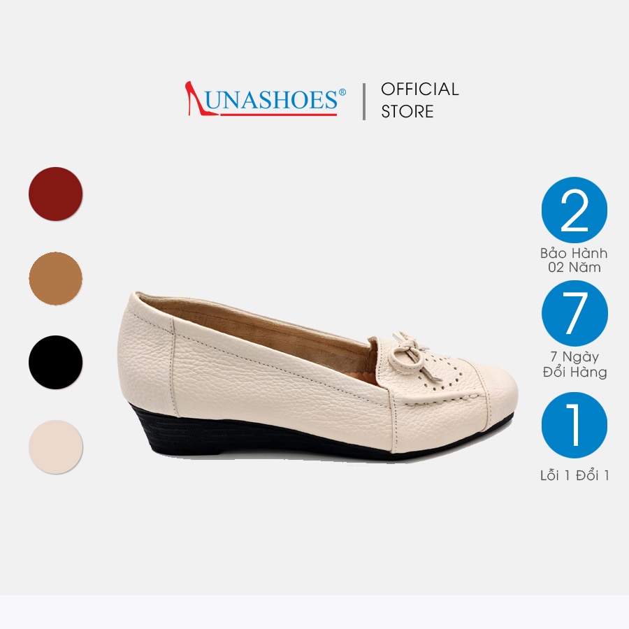 Giày mũi vuông trung niên nữ da bò Lunashoes 24800 giầy đế xuồng nữ 3p bảo hành 2 năm bong nổ sẵn hàng