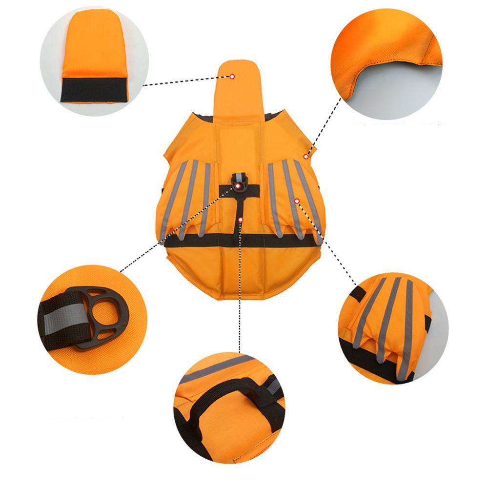 Áo Phao Cứu Sinh Có Tay Cầm Họa Tiết Sọc Phản Quang Dành Cho Chó Cưng