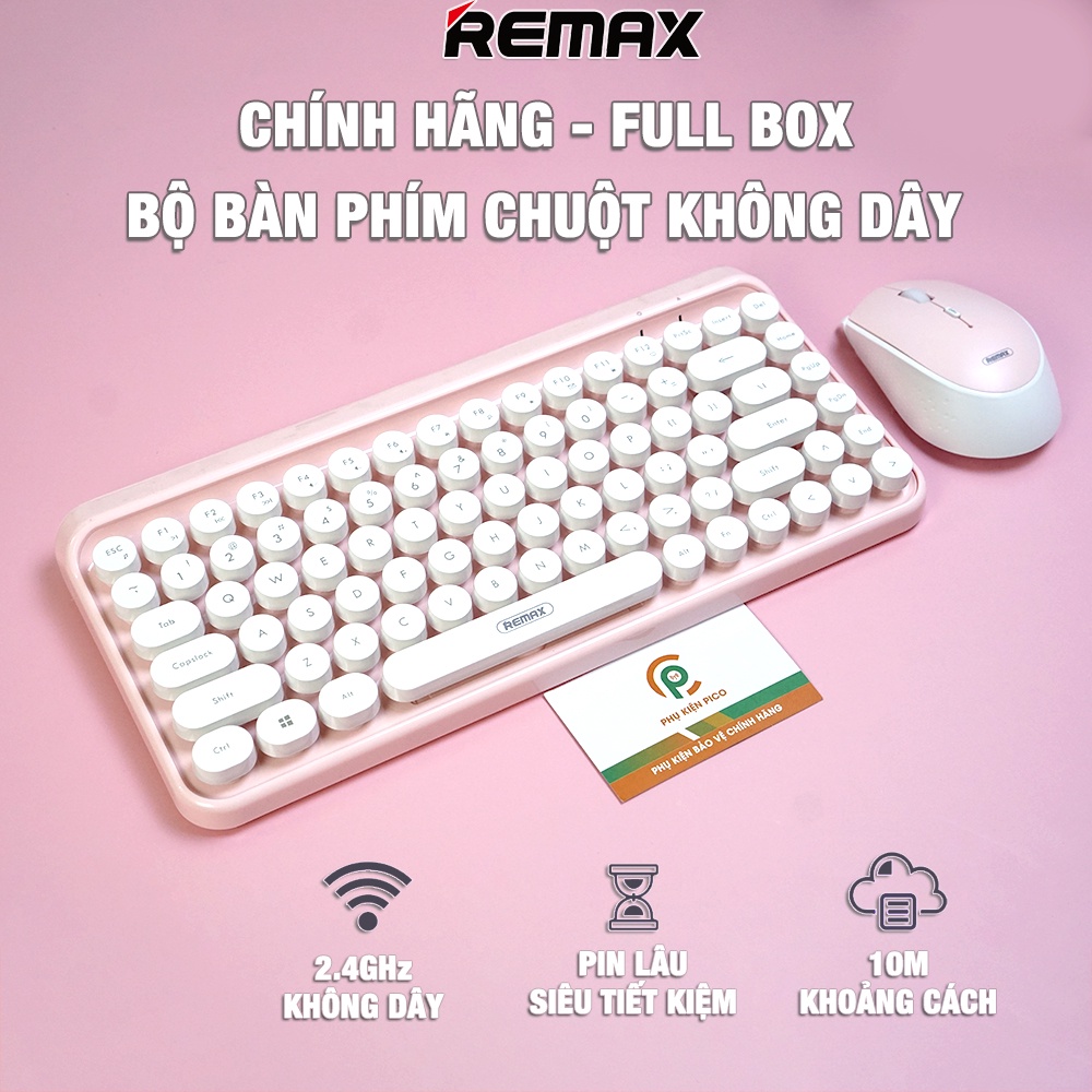 Chuột bàn phím không dây Remax Wireless - Chuột hồng không dây - Lót chuột máy tính cute mèo doremon