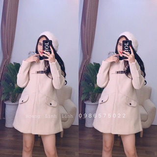 Áo dạ cổ lông tháo rời