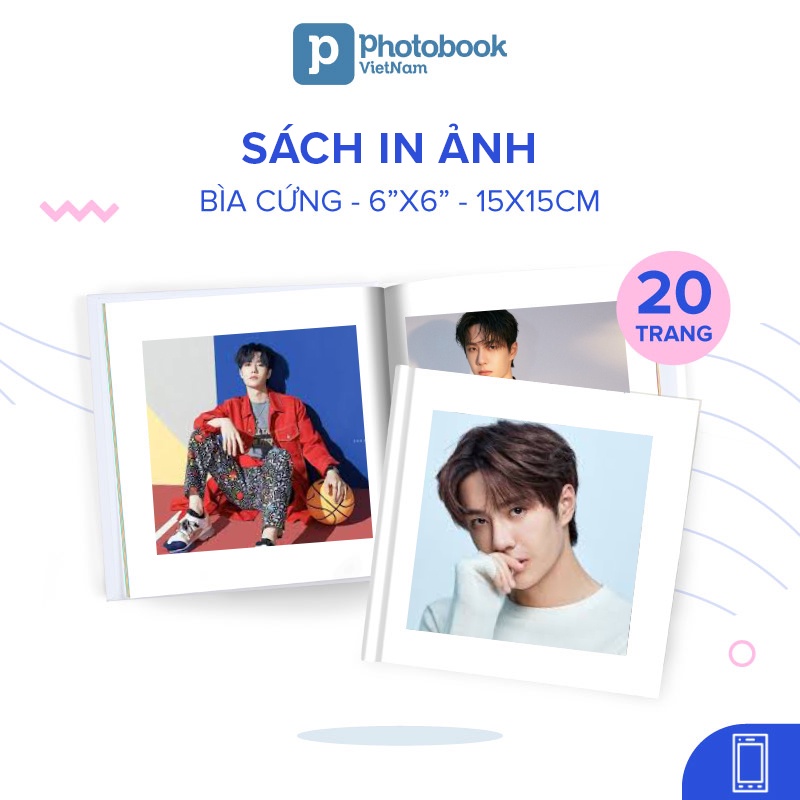 [Toàn Quốc][E-voucher] In sách ảnh thần tượng bìa cứng 20 trang 6” x 6” (15 x 15cm) - Thiết kế trên app Photobook
