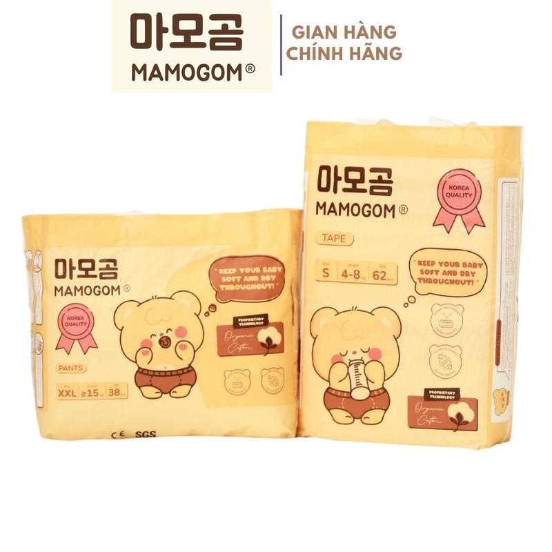 Bỉm Mamogom Tã Mamogom Hữu Cơ Cao Cấp Công Nghệ Hàn Quốc Dán/ Quần Đủ Size S62/M52/M48/L44/XL40/XXL38