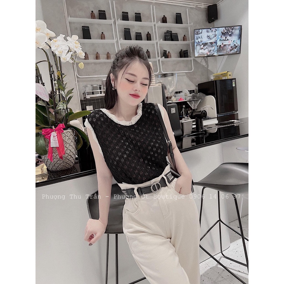 Áo nữ ba lỗ lưới viền ren croptop trẻ trung hiện đại dạo phố đi chơi siêu xinhI Trần Hân Shop 1006254