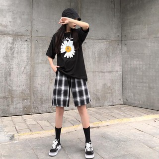 Quần Short Lưng Cao Ống Rộng Họa Tiết Sọc Caro Nam Nữ - Quần sooc thô kẻ caro UNISEX