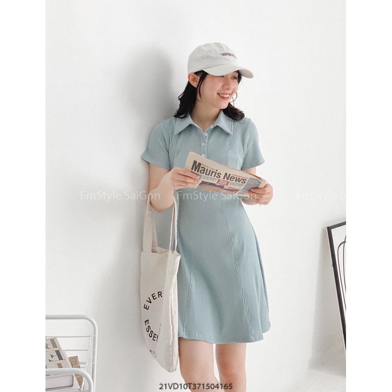 Đầm thun xòe tay ngắn cổ bẻ 2 nút xinh xắn thời trang ulzzang Hàn Quốc VM STYLE 21VD10T371504-21VD12T372204 | BigBuy360 - bigbuy360.vn