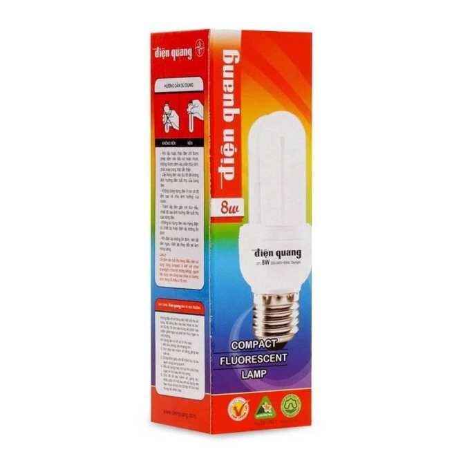 Bóng đèn Compact Điện Quang-CFL-2U-T4-8W-E27 Ánh sáng trắng