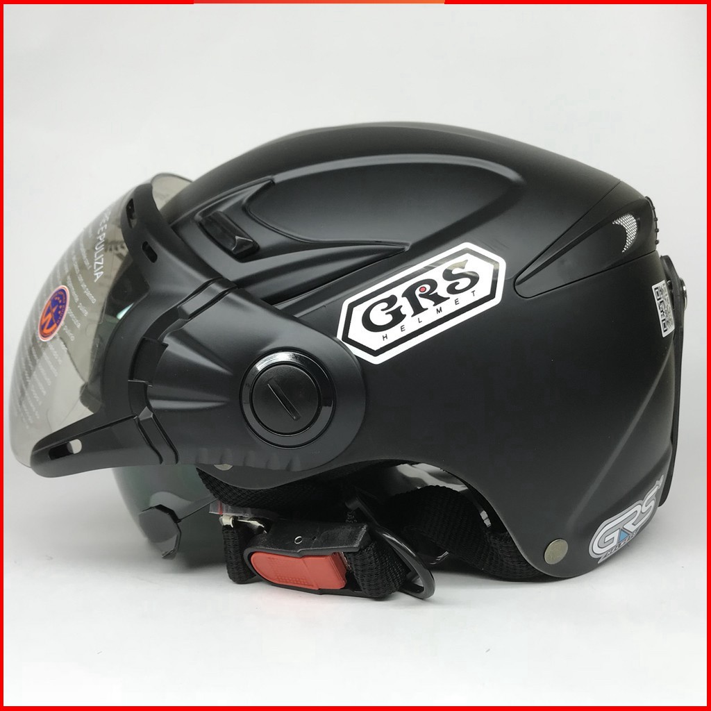 Mũ GRS A966K (Đen nhám) - Mũ bảo hiểm 2 kính GRS chính hãng - Mũ 2 lớp kính cho người lớn