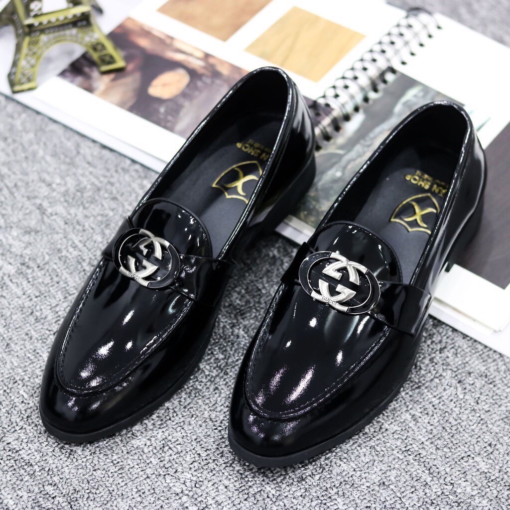 GIÀY TÂY NAM DA BÓNG KHÓA KIM LOẠI VÀNG PHONG CÁCH HÀN QUỐC